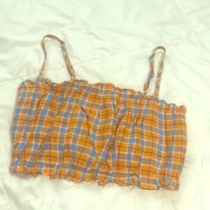 Forever 21 Plaid Linen Crop Top